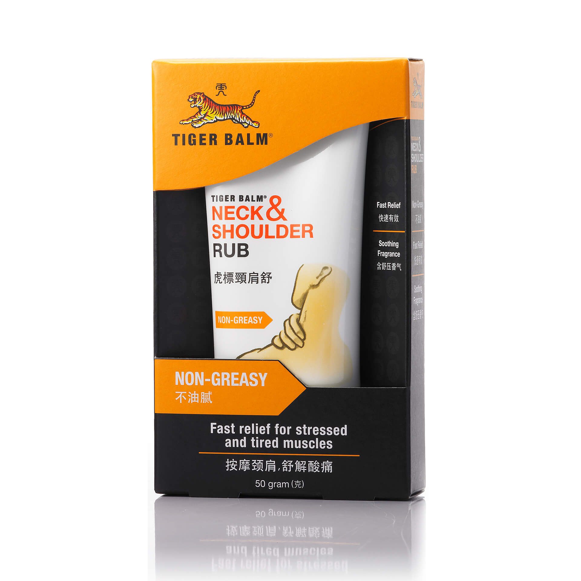 Tiger Balm Neck & Shoulder Rub - Product View: Explore the soothing relief of Tiger Balm's Neck & Shoulder Rub.